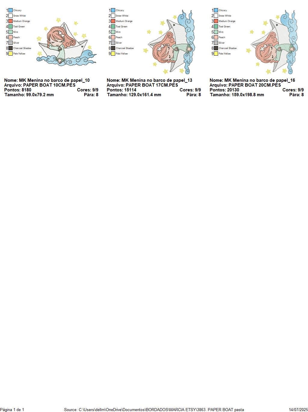Girl with paper Boat embroidery designs - Fairy Girl long hair machine embroidery pattern - Ocean with waves file - Instant download pes jef