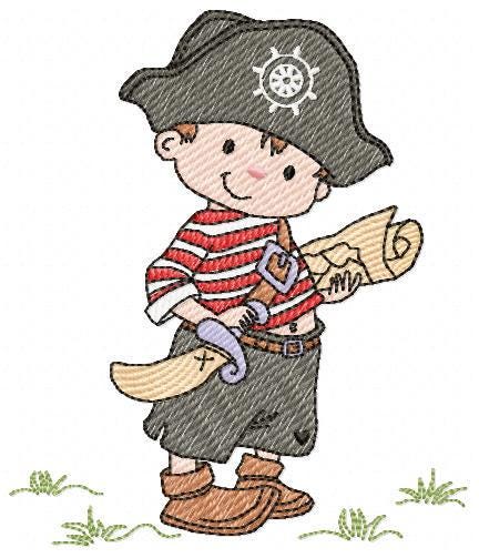 Pirate boy embroidery designs - Buccaneer machine embroidery pattern - Nautical Baby boy file - Instant digital download pes jef dst hus vp3