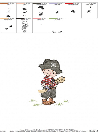 Pirate boy embroidery designs - Buccaneer machine embroidery pattern - Nautical Baby boy file - Instant digital download pes jef dst hus vp3