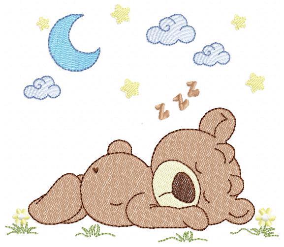 Sleeping Bear embroidery designs - Good night Baby boy machine embroidery pattern - Teddy Bear file - Instant digital download pes jef dst