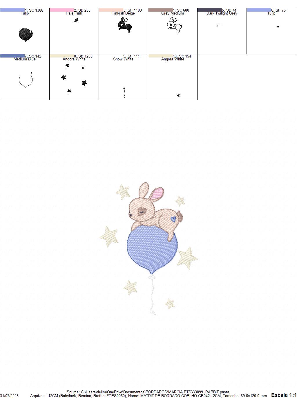 Bunny embroidery design - Rabbit with balloon machine embroidery pattern - Baby boy embroidery file - Instant digital download pes jef dst