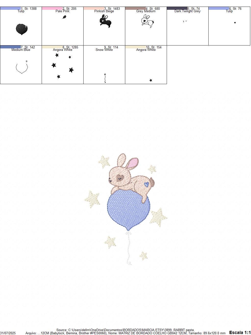 Bunny embroidery design - Rabbit with balloon machine embroidery pattern - Baby boy embroidery file - Instant digital download pes jef dst