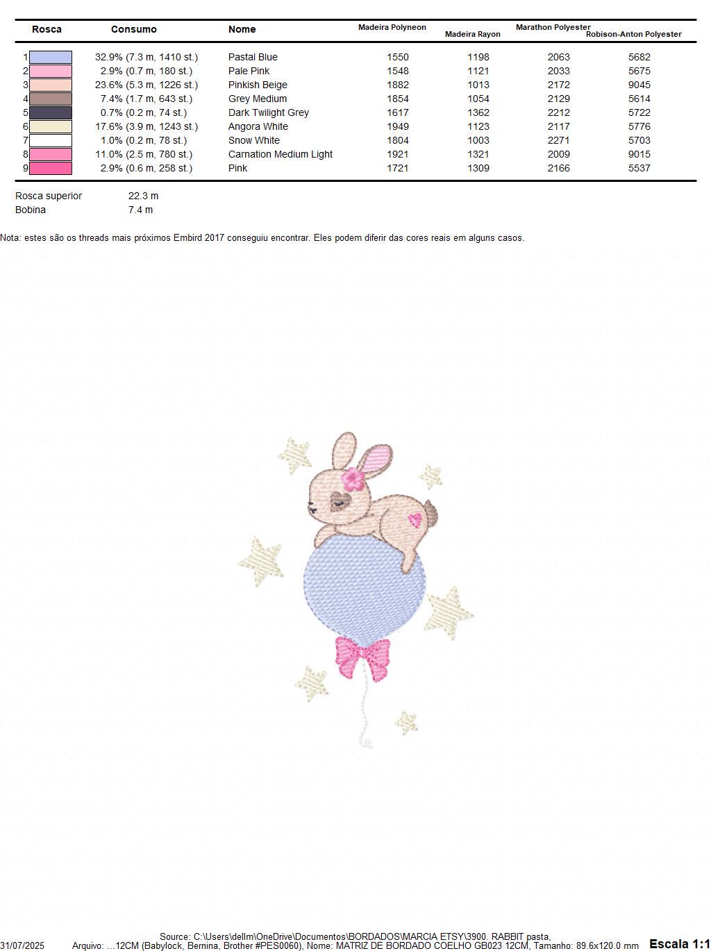 Female Bunny embroidery design - Rabbit with lace and balloon machine embroidery pattern - Baby girl file - Instant digital download pes jef
