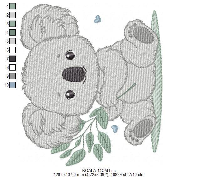 Koala embroidery design - Baby boy bear machine embroidery pattern - Wild Australia Animal file - Instant digital download pes jef dst hus