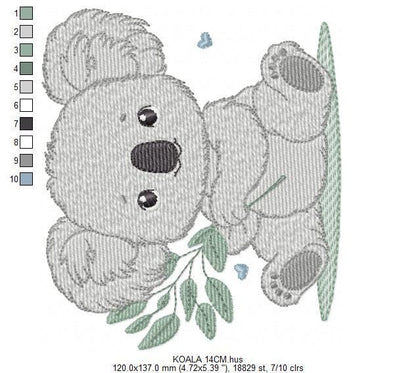 Koala embroidery design - Baby boy bear machine embroidery pattern - Wild Australia Animal file - Instant digital download pes jef dst hus