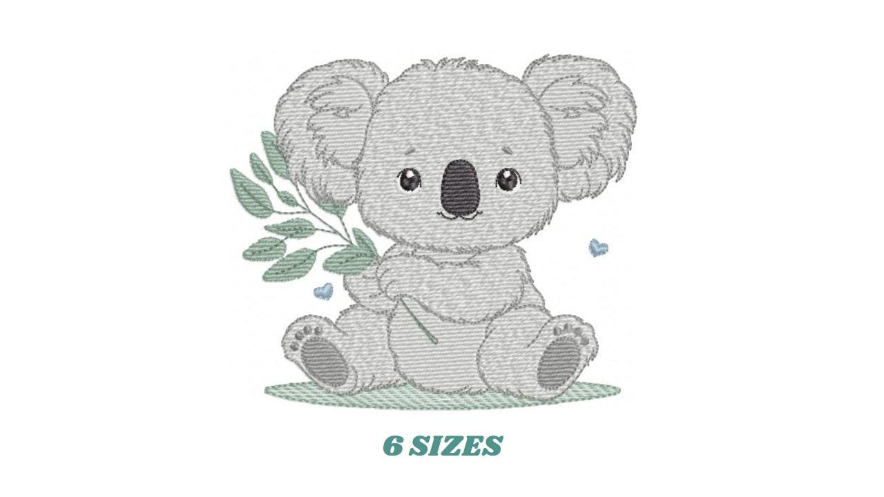 Koala embroidery design - Baby boy bear machine embroidery pattern - Wild Australia Animal file - Instant digital download pes jef dst hus