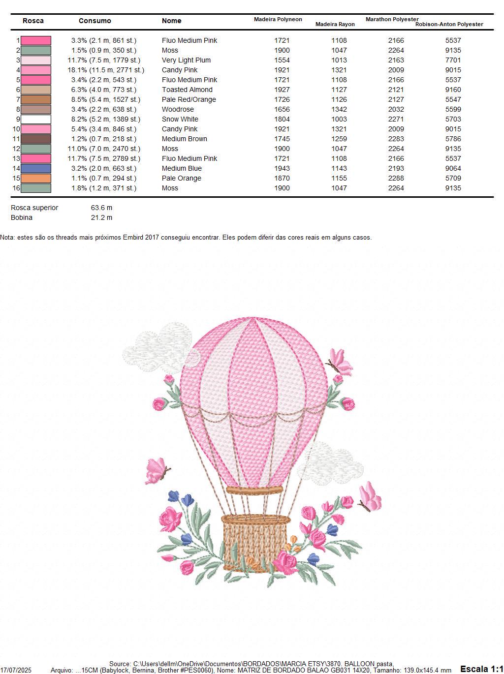 Balloon embroidery designs - Hot air balloon with butterflies machine embroidery pattern - Sky clouds baby girl file - Instant download pes