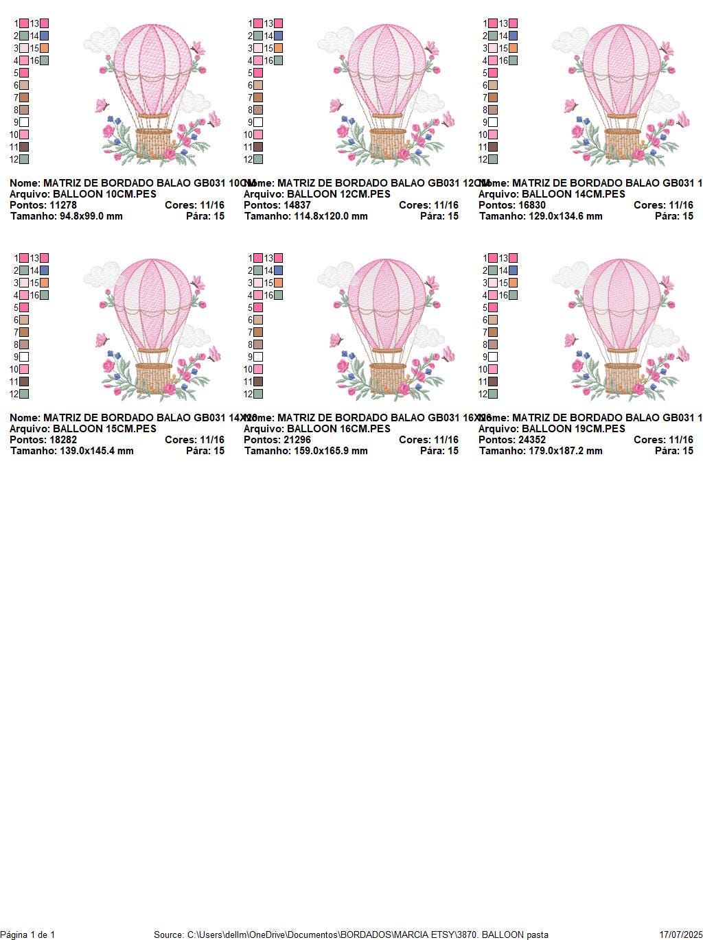 Balloon embroidery designs - Hot air balloon with butterflies machine embroidery pattern - Sky clouds baby girl file - Instant download pes