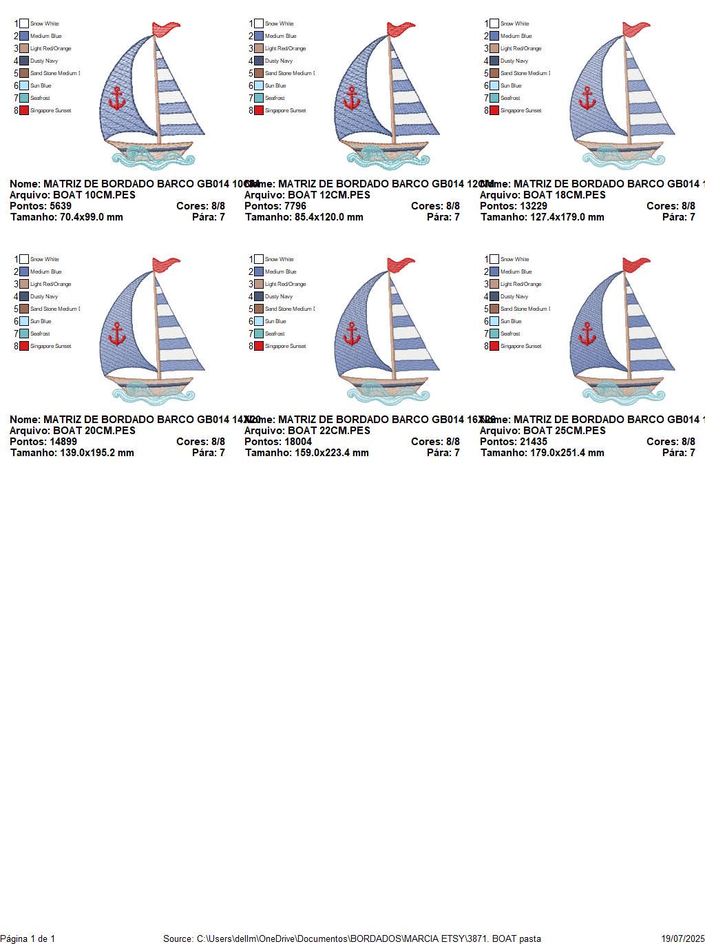 Sailboat embroidery designs - Baby Boat Boat machine embroidery pattern - Marine Ocean Nautical file Instant digital download pes jef dst