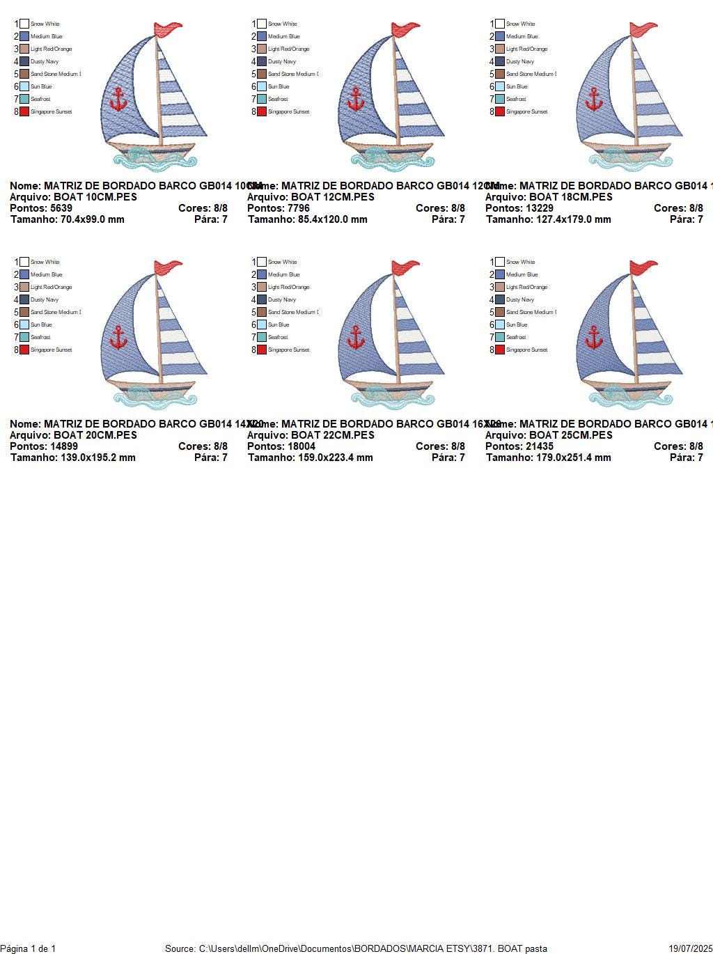 Sailboat embroidery designs - Baby Boat Boat machine embroidery pattern - Marine Ocean Nautical file Instant digital download pes jef dst