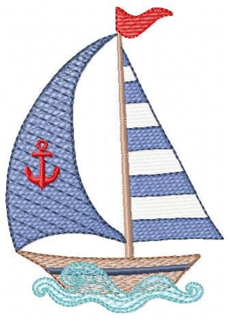 Sailboat embroidery designs - Baby Boat Boat machine embroidery pattern - Marine Ocean Nautical file Instant digital download pes jef dst
