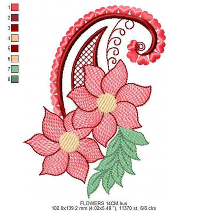 Flower embroidery designs - Kitchen Towel Motiv machine embroidery pattern - Floral bouquet file - Instant digital download pes jef dst hus