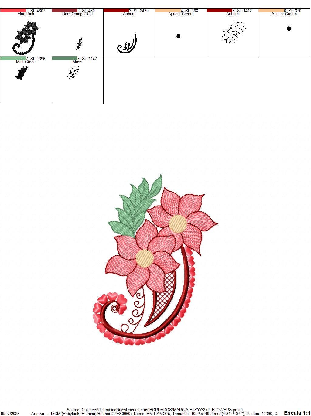 Flower embroidery designs - Kitchen Towel Motiv machine embroidery pattern - Floral bouquet file - Instant digital download pes jef dst hus