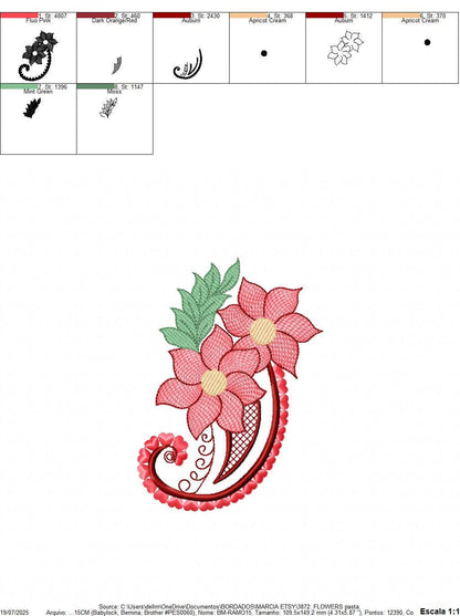 Flower embroidery designs - Kitchen Towel Motiv machine embroidery pattern - Floral bouquet file - Instant digital download pes jef dst hus