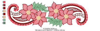 Flower embroidery designs - Kitchen Towel Floral motiv machine embroidery pattern - Floral bouquet - Instant digital download pes jef dst