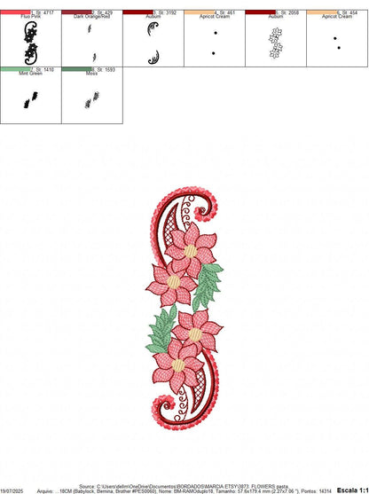 Flower embroidery designs - Kitchen Towel Floral motiv machine embroidery pattern - Floral bouquet - Instant digital download pes jef dst