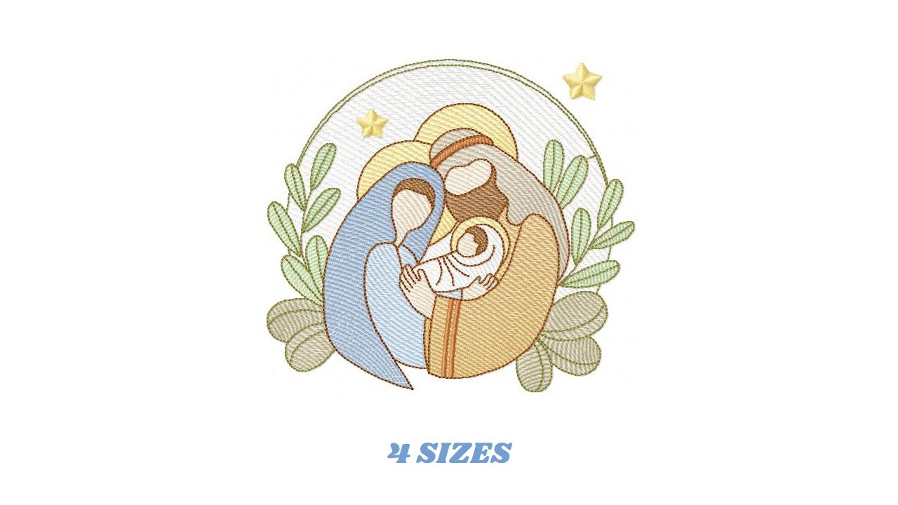 Holy Family embroidery designs - Mary, Joseph, and Baby Jesus machine embroidery pattern - Catholic Religious file - Instant download pes