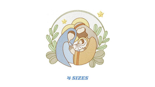 Holy Family embroidery designs - Mary, Joseph, and Baby Jesus machine embroidery pattern - Catholic Religious file - Instant download pes