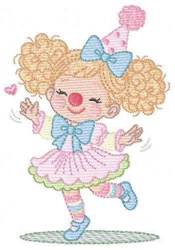 Circus Clown embroidery designs - Clown with funny hat machine embroidery pattern - Baby Girl file - instant digital download pes jef dst