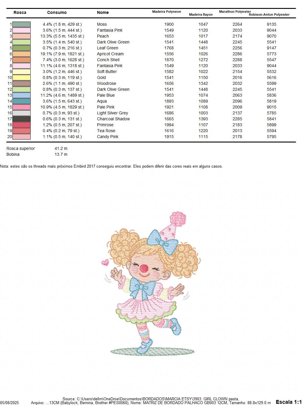 Circus Clown embroidery designs - Clown with funny hat machine embroidery pattern - Baby Girl file - instant digital download pes jef dst