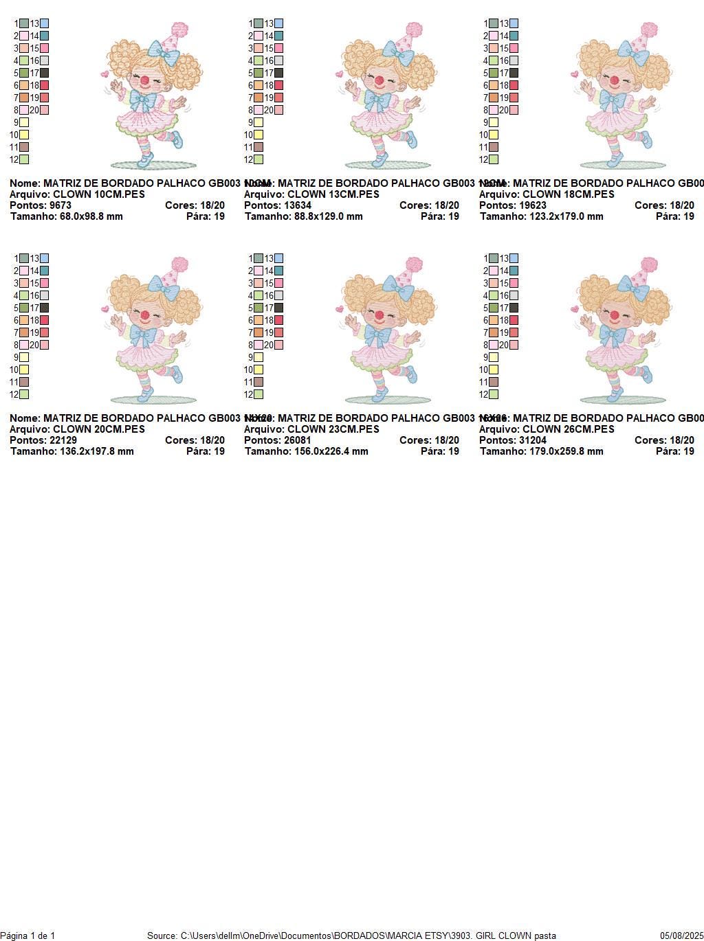 Circus Clown embroidery designs - Clown with funny hat machine embroidery pattern - Baby Girl file - instant digital download pes jef dst