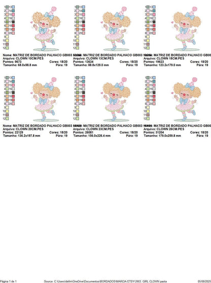 Circus Clown embroidery designs - Clown with funny hat machine embroidery pattern - Baby Girl file - instant digital download pes jef dst