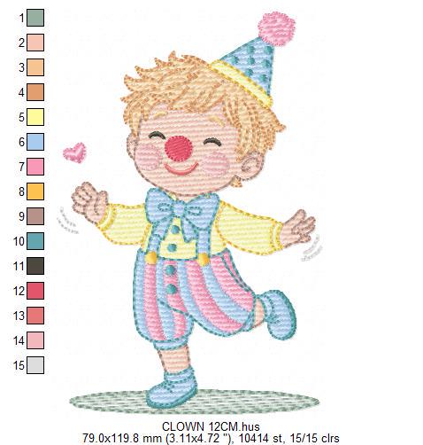 Circus Clown embroidery designs - Clown with funny hat machine embroidery pattern - Baby Boy file - Instant digital download pes jef dst hus