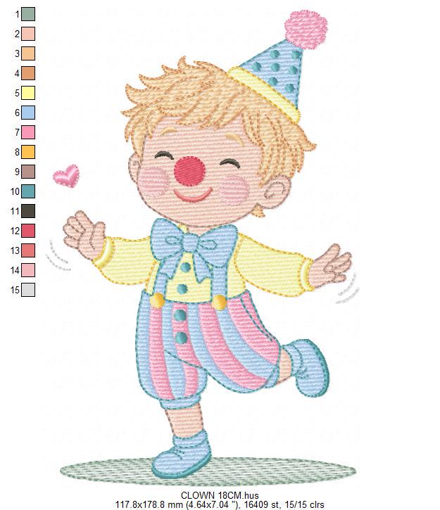 Circus Clown embroidery designs - Clown with funny hat machine embroidery pattern - Baby Boy file - Instant digital download pes jef dst hus