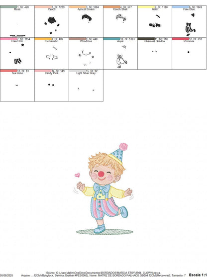 Circus Clown embroidery designs - Clown with funny hat machine embroidery pattern - Baby Boy file - Instant digital download pes jef dst hus