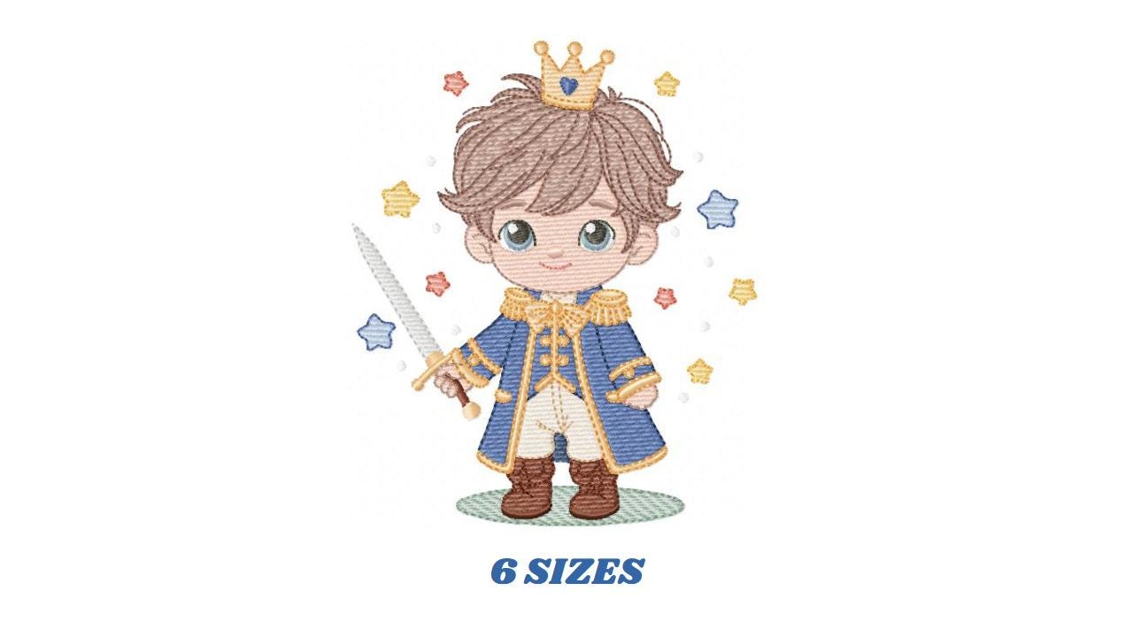 Prince embroidery designs - Knight King with crown machine embroidery pattern - Baby boy Fairytale file - Instant digital download pes jef