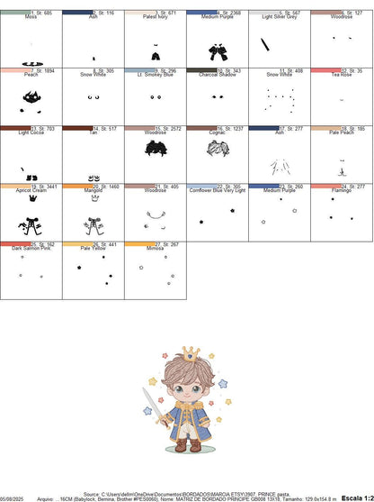 Prince embroidery designs - Knight King with crown machine embroidery pattern - Baby boy Fairytale file - Instant digital download pes jef