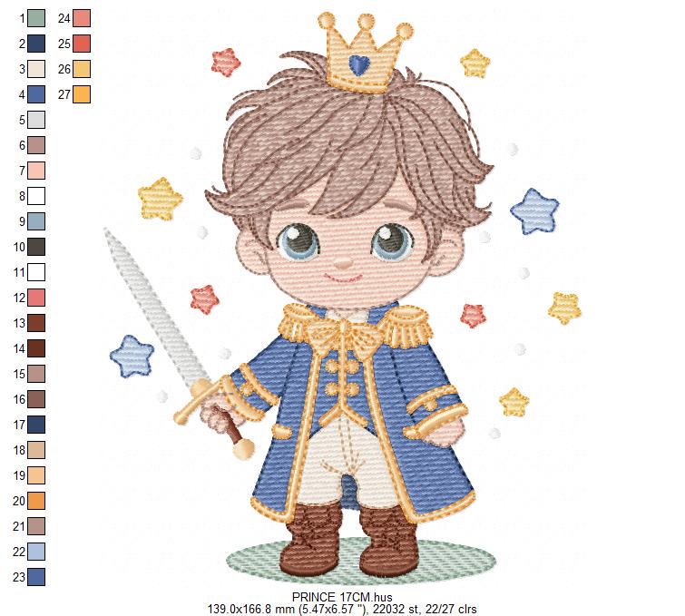 Prince embroidery designs - Knight King with crown machine embroidery pattern - Baby boy Fairytale file - Instant digital download pes jef