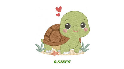Turtle embroidery design - Tortoise Sea Ocean animal machine embroidery pattern - Baby boy file - Instant digital download pes jef dst hus