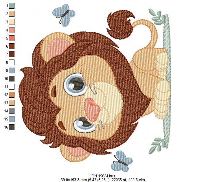 Lion embroidery designs - Safari wild animal machine embroidery pattern - Africa Lion king - Instant digital download pes jef dst hus vp3