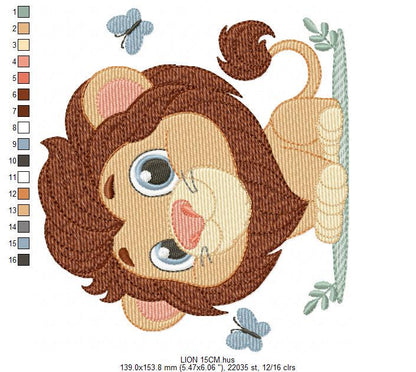 Lion embroidery designs - Safari wild animal machine embroidery pattern - Africa Lion king - Instant digital download pes jef dst hus vp3