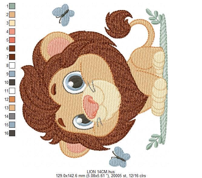 Lion embroidery designs - Safari wild animal machine embroidery pattern - Africa Lion king - Instant digital download pes jef dst hus vp3