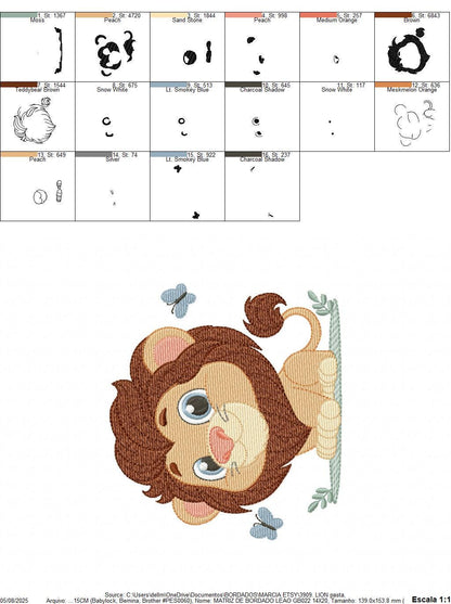 Lion embroidery designs - Safari wild animal machine embroidery pattern - Africa Lion king - Instant digital download pes jef dst hus vp3