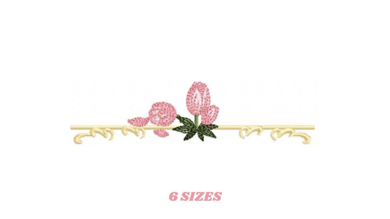 Flower line embroidery designs - Roses divider machine embroidery pattern - Mother Grandma Kitchen towel file - Instant download pes jef dst