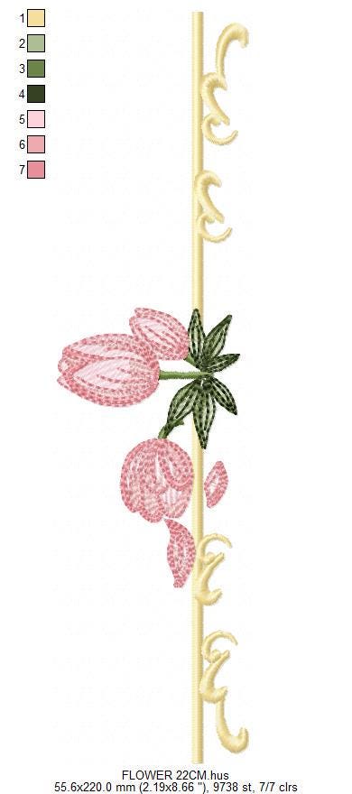 Flower line embroidery designs - Roses divider machine embroidery pattern - Mother Grandma Kitchen towel file - Instant download pes jef dst