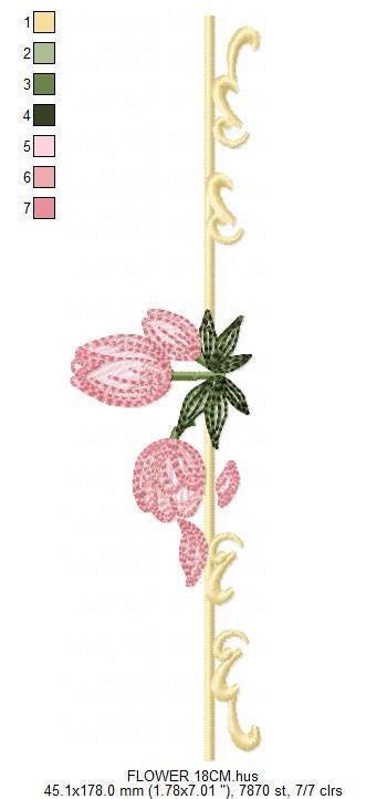 Flower line embroidery designs - Roses divider machine embroidery pattern - Mother Grandma Kitchen towel file - Instant download pes jef dst