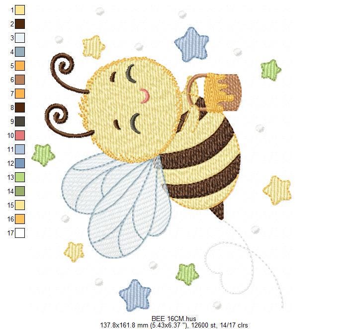 Bee embroidery design - Male Bee with honey machine embroidery pattern - Beekeeping Kitchen Towel file - Instant digital download pes jef