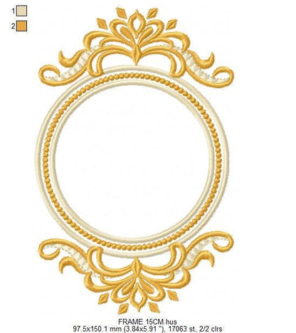 Frame embroidery designs - Flower Wreath tag machine embroidery pattern - Laurel Monogram Frame file - Instant digital download pes jef dst