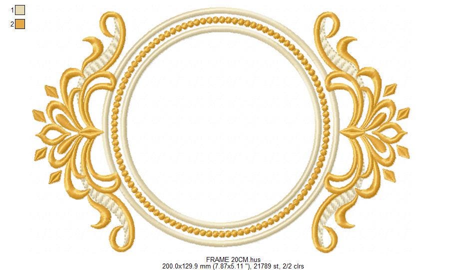 Frame embroidery designs - Flower Wreath tag machine embroidery pattern - Laurel Monogram Frame file - Instant digital download pes jef dst