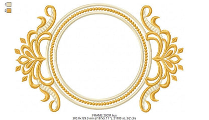 Frame embroidery designs - Flower Wreath tag machine embroidery pattern - Laurel Monogram Frame file - Instant digital download pes jef dst