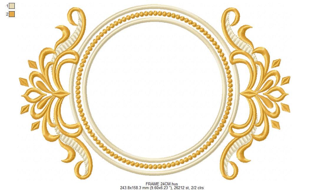 Frame embroidery designs - Flower Wreath tag machine embroidery pattern - Laurel Monogram Frame file - Instant digital download pes jef dst