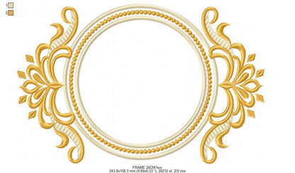 Frame embroidery designs - Flower Wreath tag machine embroidery pattern - Laurel Monogram Frame file - Instant digital download pes jef dst