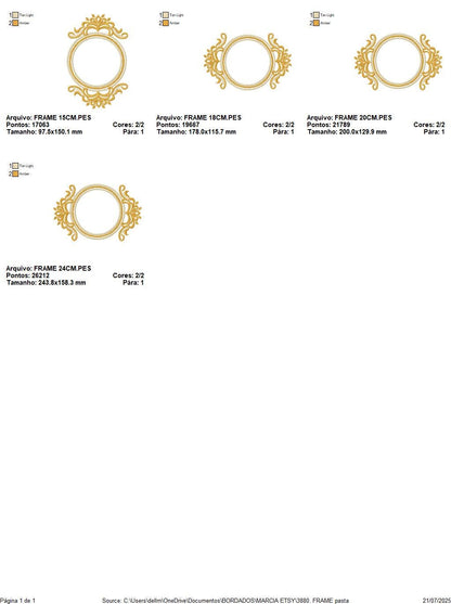 Frame embroidery designs - Flower Wreath tag machine embroidery pattern - Laurel Monogram Frame file - Instant digital download pes jef dst