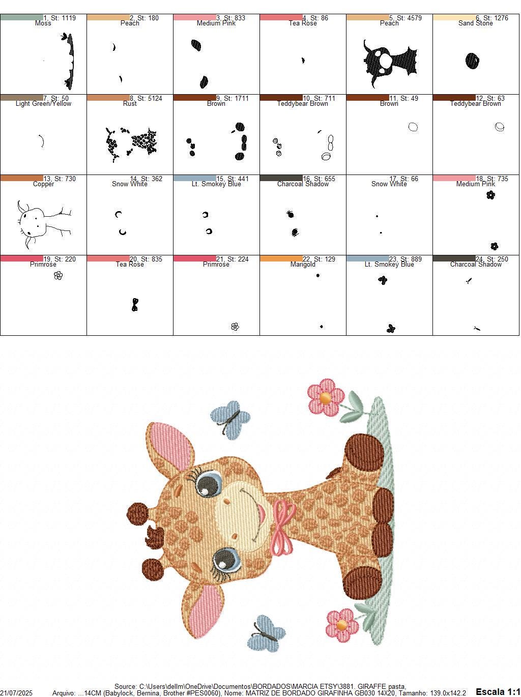 Giraffe embroidery designs - Safari wild animal with flowers machine embroidery pattern - Baby boy file - Instant digital download pes jef