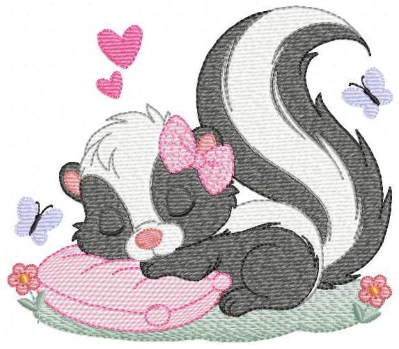Female Possum with lace and butterflies embroidery design - Woodland Animal machine embroidery pattern - Instant digital download pes jef