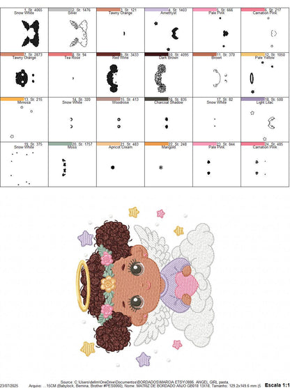 Angel with wings and halo embroidery designs - Angelic Baby girl with cloud machine embroidery pattern - Girl with wings - Instant download